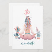 Boho Design- Frau mit Dreadlocks- Meditation- OM Einladung (Vorne/Hinten)