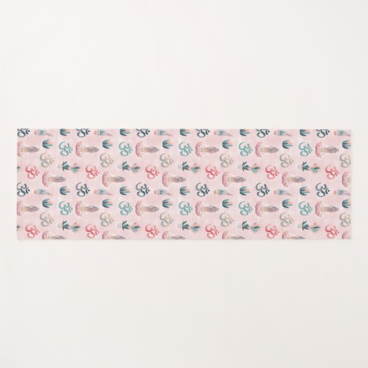 Boho Design- Frau mit Dreadlocks- Meditation- OM Yogamatte (Vorderseite (Horizontal))