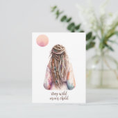 Boho Design- Frau mit Dreadlocks- Mond Postkarte (Stehend Vorderseite)