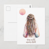 Boho Design- Frau mit Dreadlocks- Mond Postkarte (Vorne/Hinten)