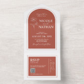 Boho Design Terracotta Rust Earth Tone | QR Code All In One Einladung (Innen Boden)