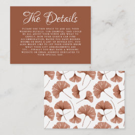 Boho Details Terracotta Ginkgo Botanische Hochzeit Begleitkarte