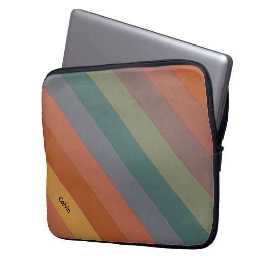 Boho Diagonal Stripes Laptopschutzhülle (Vorderseite Links)