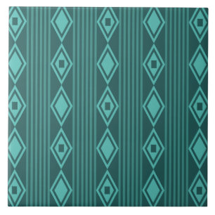 Boho-Diamanten-Streifen Türkis Fliese