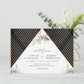 Boho Diamond Foil Onyx Deko Gold Eucalyptus Einladung (Stehend Vorderseite)