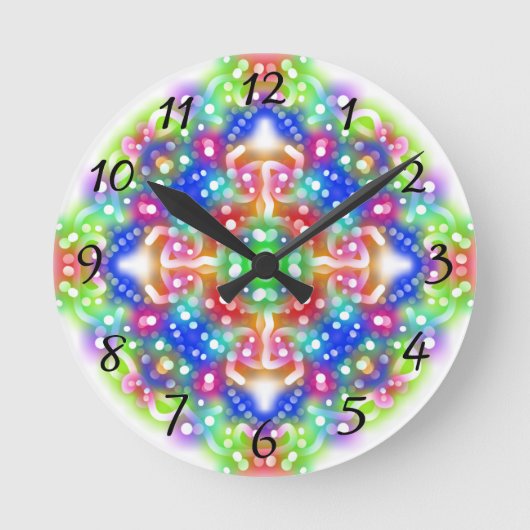 Boho Diamond Mandala Round Clock Runde Wanduhr (Vorderseite)