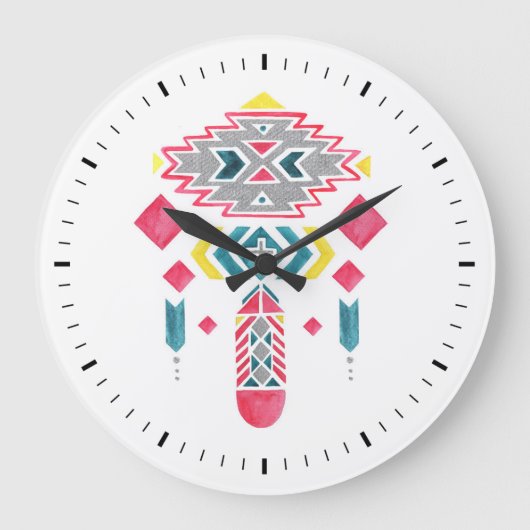 Boho Diamonds II Wall Clock Große Wanduhr (Vorderseite)