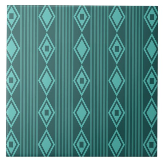 Boho Diamonds Stripes Aquamarin Fliese (Vorderseite)