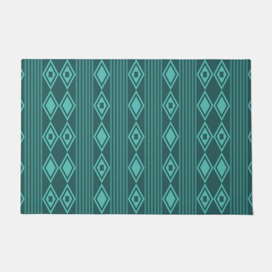 Boho Diamonds Stripes Aquamarin Fußmatte (Vorderseite)