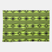Boho Diamonds Stripes Black Chartreuse Geschirrtuch (Horizontal)
