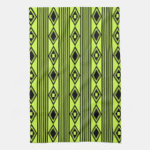 Boho Diamonds Stripes Black Chartreuse Geschirrtuch (Vertikal)