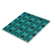 Boho Diamonds Stripes Black Türkise Fliese (Seite)