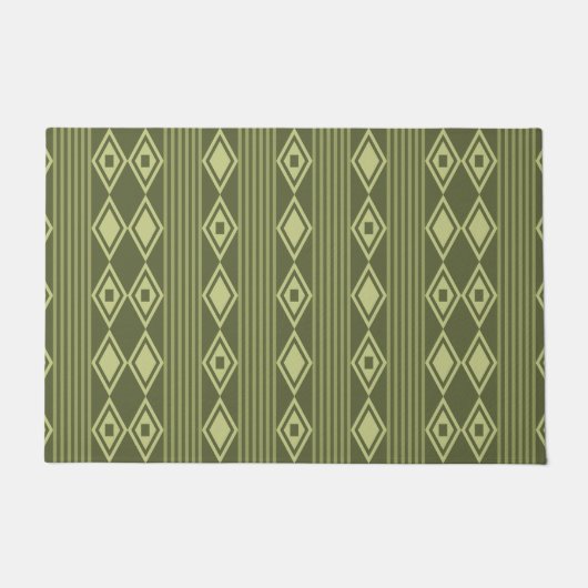 Boho Diamonds Stripes Olive Green Fußmatte (Vorderseite)
