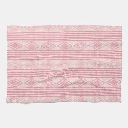 Boho Diamonds Stripes Pink Vanilla Geschirrtuch (Horizontal)