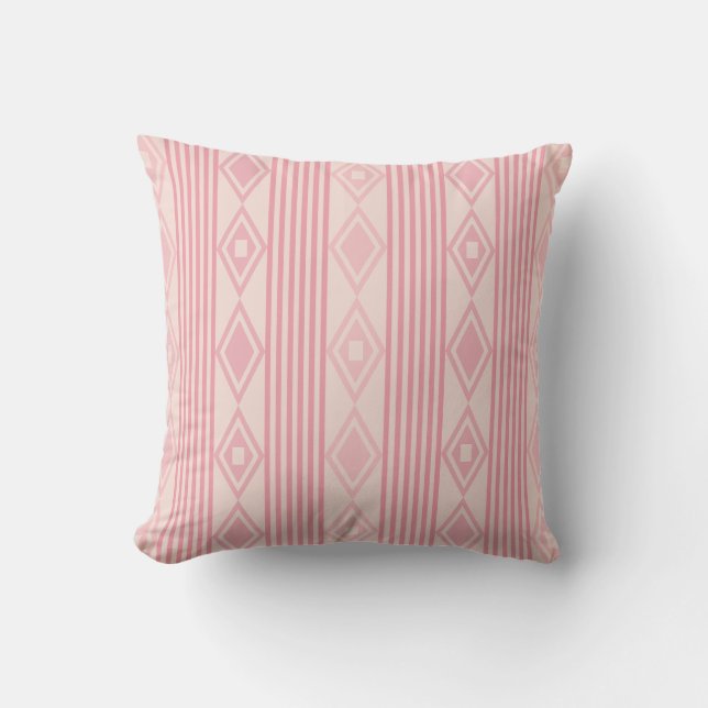 Boho Diamonds Stripes Pink Vanilla Kissen (Vorderseite)