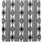 Boho Diamonds Stripes Schwarz-weiß Duschvorhang (Vorderseite)