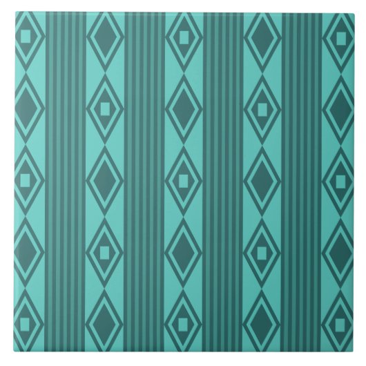 Boho Diamonds Stripes Türkis Fliese (Vorderseite)