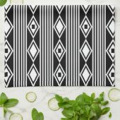 Boho Diamonds Stripes White Black Geschirrtuch (Gefaltet)