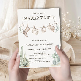 Boho Diaper Party Cowboy Babydusche Einladung