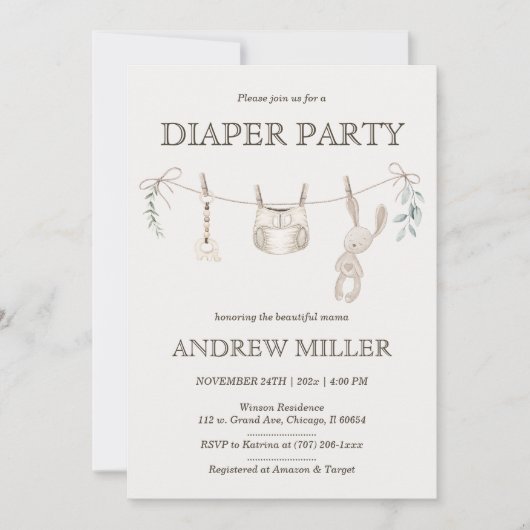 Boho Diaper Party Custom Invitation for dad to be Einladung (Vorderseite)