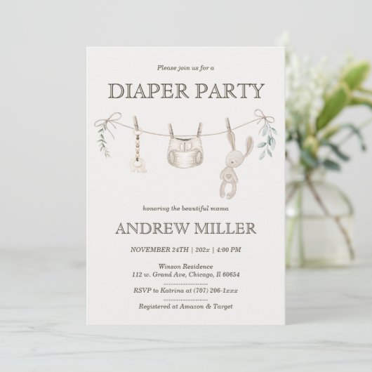 Boho Diaper Party Custom Invitation for dad to be Einladung (Stehend Vorderseite)