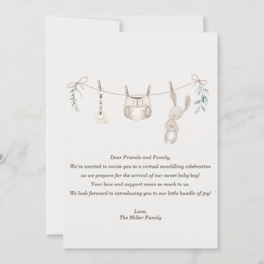 Boho Diaper Party Custom Invitation for dad to be Einladung (Rückseite)