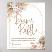 Boho Diaper Raffle Game Pampas Grass Baby Dusche Poster (Vorne)