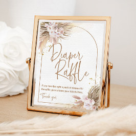Boho Diaper Raffle Game Pampas Grass Baby Dusche Poster