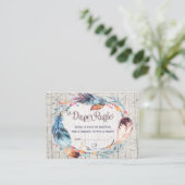 Boho Diaper Raffle Rustikale Bohemische Federn Begleitkarte (Stehend Vorderseite)