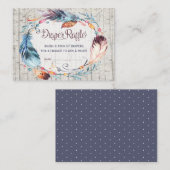 Boho Diaper Raffle Rustikale Bohemische Federn Begleitkarte (Vorne/Hinten)