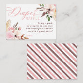 Boho Diaper Raffle Ticket, Aquarellblume Visitenkarte (Vorne/Hinten)