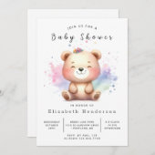 Boho Digital Bear Baby Dusche Einladung (Vorne/Hinten)