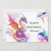 Boho Digital Dragon Birthday Karte (Vorderseite)