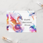 Boho Digital Dragon Birthday Karte (Vorderseite/Rückseite Beispiel)