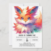 Boho Digital Fox Birthday Einladung (Vorderseite)
