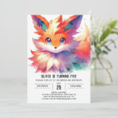 Boho Digital Fox Birthday Einladung (Stehend Vorderseite)