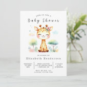 Boho Digital Giraffe Baby Shower Einladung (Stehend Vorderseite)
