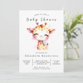 Boho Digital Giraffe Baby Shower Einladung (Stehend Vorderseite)