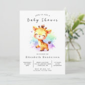 Boho Digital Giraffe Baby Shower Einladung (Stehend Vorderseite)