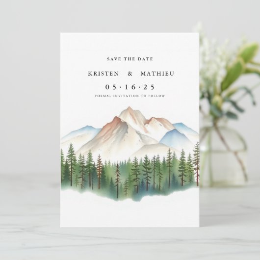 Boho Digital Mountain Save The Date (Stehend Vorderseite)