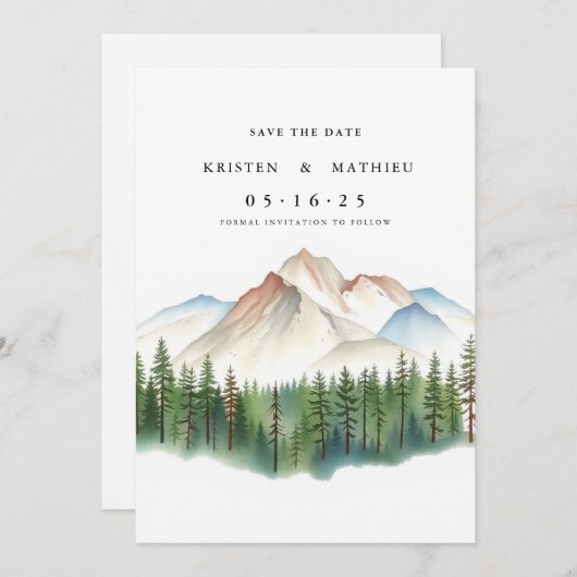 Boho Digital Mountain Save The Date (Vorne/Hinten)