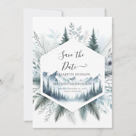 Boho Digital Mountain Wedding Save The Date (Vorderseite)
