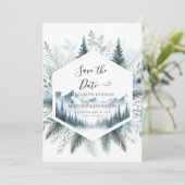 Boho Digital Mountain Wedding Save The Date (Stehend Vorderseite)