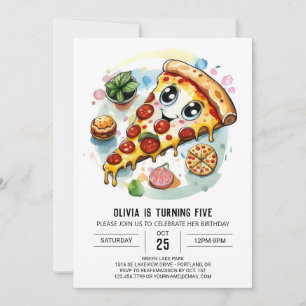Boho Digital Pizza Birthday Einladung
