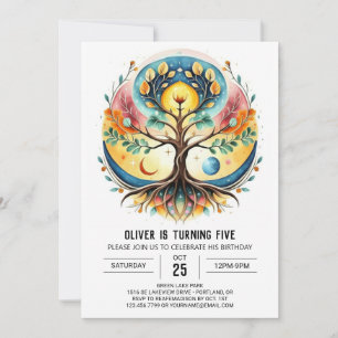 Boho Digital Tree of Life Geburtstag Einladung