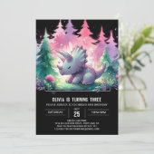Boho Digital Triceratops Geburtstag Einladung (Stehend Vorderseite)