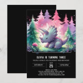 Boho Digital Triceratops Geburtstag Einladung (Vorne/Hinten)