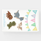 Boho Dino Birthday Blue Banner (Horizontal)