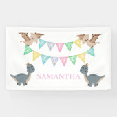 Boho Dino Birthday Pink Banner (Horizontal)