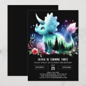 Boho Dino Triceratops Geburtstag Einladung (Vorne/Hinten)